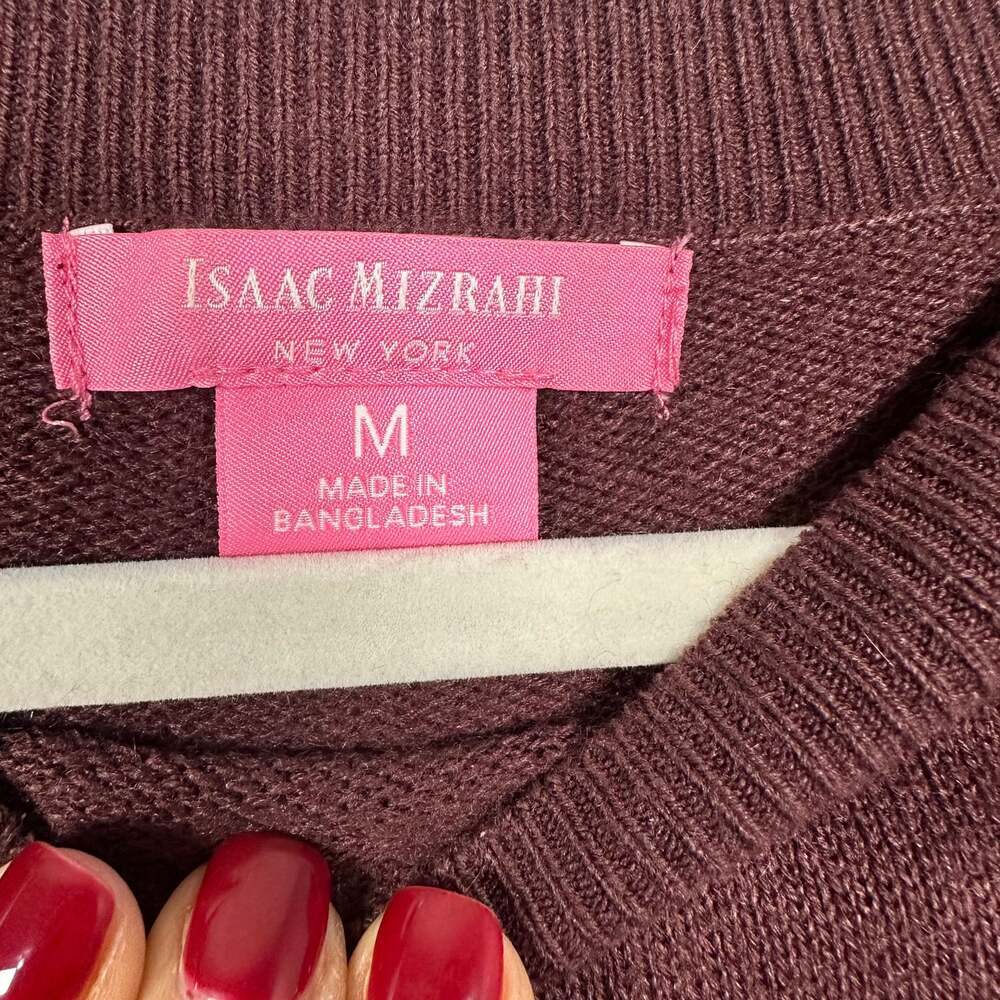 ISAAC MIZRAHI Sweater Women’s High-Low Tunic in Wine Medium - Picture 3 of 5